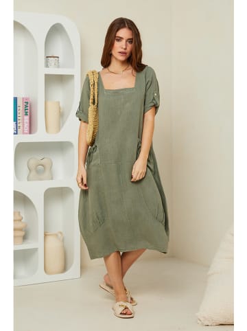 Rodier Lin Lniana sukienka w kolorze khaki