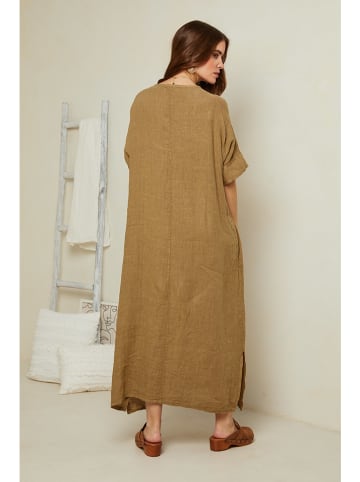 Rodier Lin Leinen-Kleid in Camel