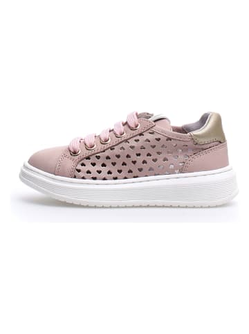 Naturino Skórzane sneakersy w kolorze złoto-jasnoróżowym