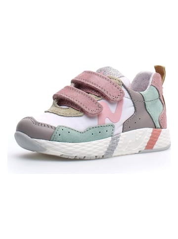 Naturino Skórzane sneakersy w kolorze biało-różowo-szarym