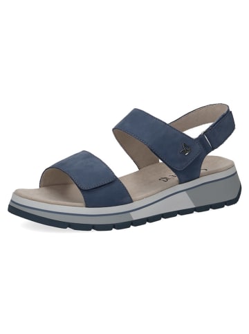 Caprice Skórzane sandały "Vanda" w kolorze niebieskim na koturnie