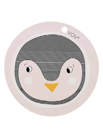 OYOY mini Placemat "Penguin" lichtroze/zwart - Ø 39 cm