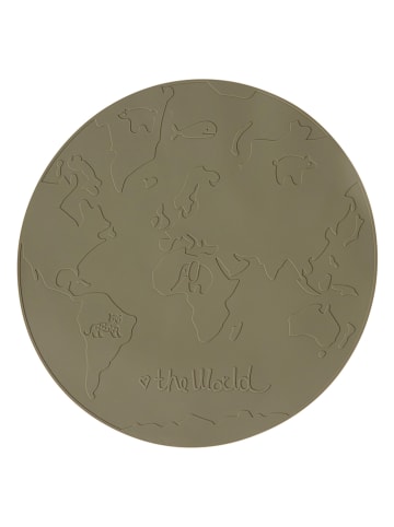 OYOY mini Podkładka stołowa "The World" w kolorze khaki - Ø 39 cm