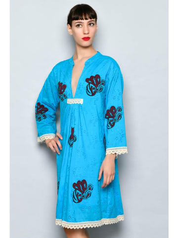 H.H.G. Kleid in Hellblau/ Braun