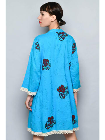 H.H.G. Kleid in Hellblau/ Braun