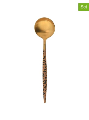 DUKA 6-delige set: koffielepels goudkleurig/bruin - (L)16 cm