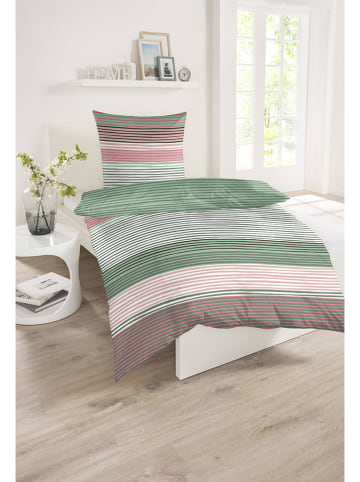 Schiesser Satin-Bettwäsche-Set ''Stine'' in Grün/ Pink