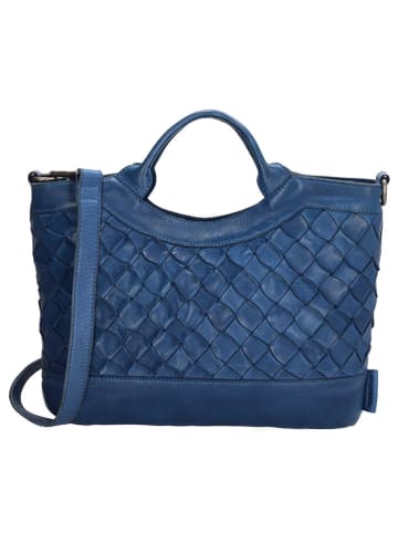micmacbags Skórzana torebka w kolorze niebieskim - 41 x 26,5 x 8 cm