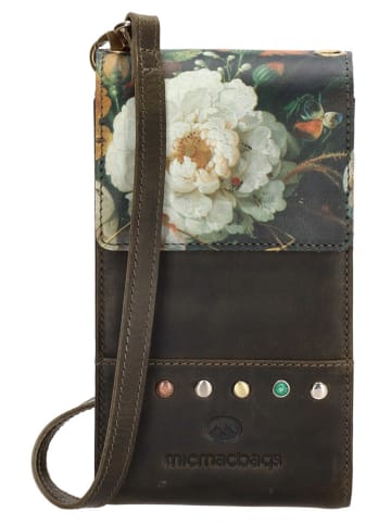 micmacbags Skórzana torebka w kolorze khaki na telefon - 10 x 18 x 3 cm
