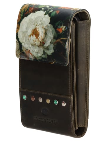 micmacbags Skórzana torebka w kolorze khaki na telefon - 10 x 18 x 3 cm