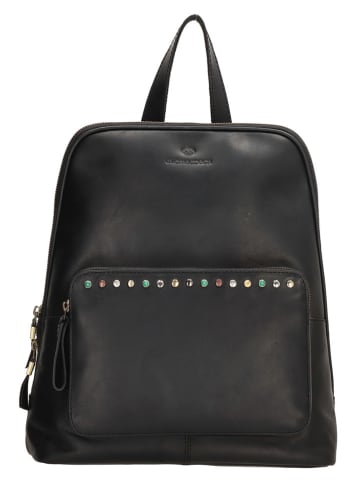 micmacbags Skórzany plecak w kolorze czarnym - 28 x 33,5 x 11,5 cm