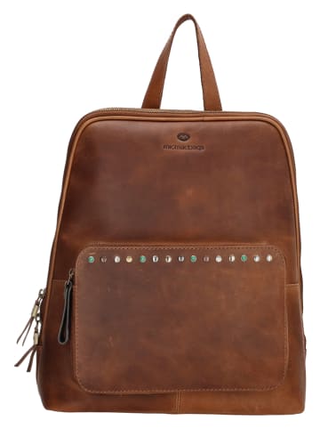 micmacbags Leder-Rucksack "Masterpiece" in Hellbraun - (B)28 x (H)33 x (T)11 cm