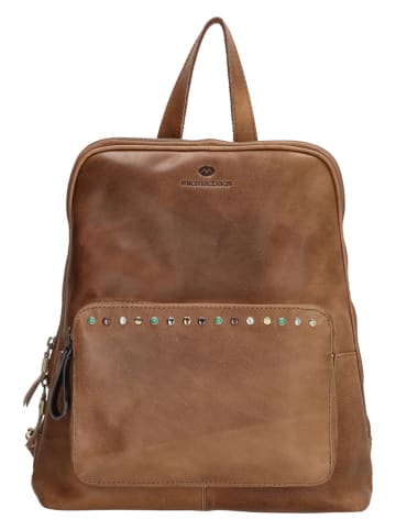 micmacbags Leder-Rucksack "Masterpiece" in Hellbraun - (B)28 x (H)33 x (T)11 cm