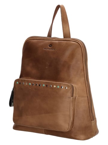 micmacbags Leder-Rucksack "Masterpiece" in Hellbraun - (B)28 x (H)33 x (T)11 cm