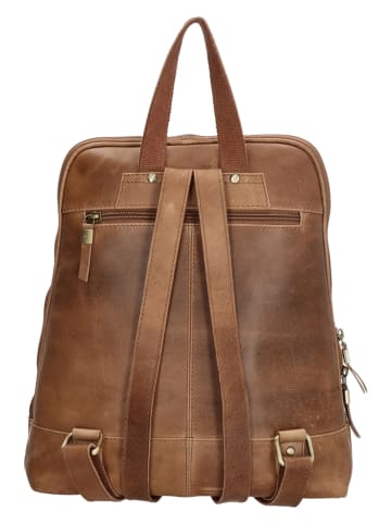 micmacbags Leder-Rucksack "Masterpiece" in Hellbraun - (B)28 x (H)33 x (T)11 cm