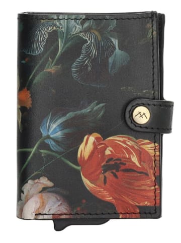 micmacbags Leder-Geldbörse in Schwarz - (B)7 x (H)10 x (T)1 cm