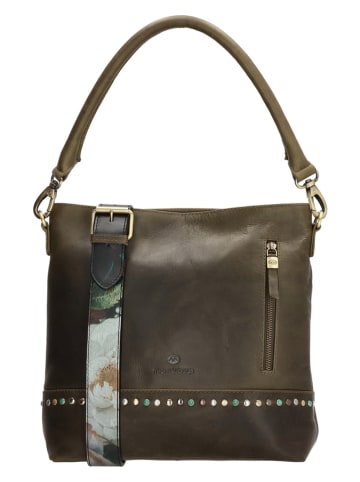 micmacbags Skórzana torebka "Masterpiece" w kolorze khaki - 28 x 30 x 12 cm