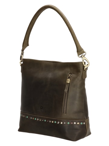 micmacbags Skórzana torebka "Masterpiece" w kolorze khaki - 28 x 30 x 12 cm