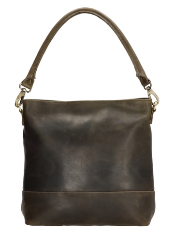 micmacbags Skórzana torebka "Masterpiece" w kolorze khaki - 28 x 30 x 12 cm