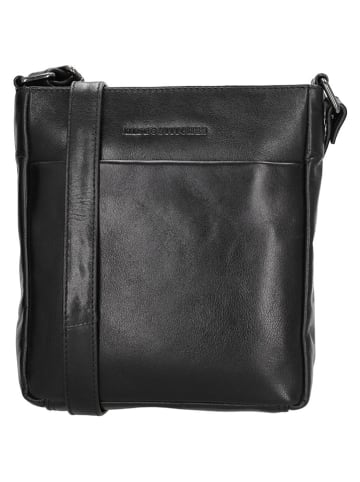 HIDE & STITCHES Leren schoudertas zwart- (B)23 x (H)24 x (D)6 cm