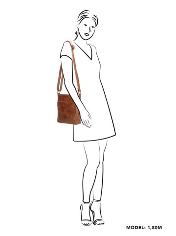 micmacbags Leder-Umhängetasche in Camel - (B)23 x (H)24 x (T)6 cm