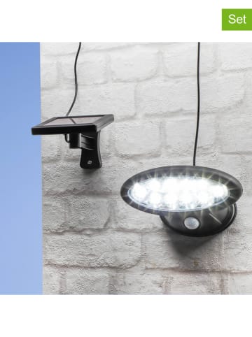 Garden Hero 2er-Set: Solar-Wandleuchten in Schwarz - Ø 8 cm
