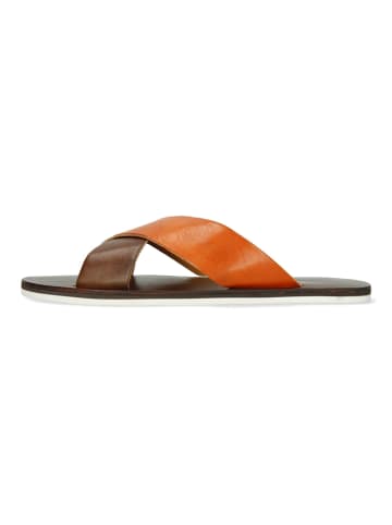 MELVIN & HAMILTON Leren slippers oranje/bruin