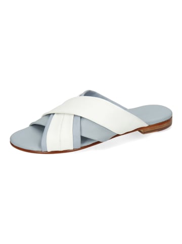 MELVIN & HAMILTON Leren slippers "Hanna 60" wit/lichtblauw