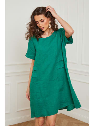 Joséfine Lniana sukienka "Erbus" w kolorze zielonym