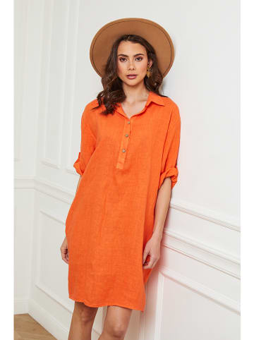Fleur de Lin Leinen-Kleid "Firlone" in Orange