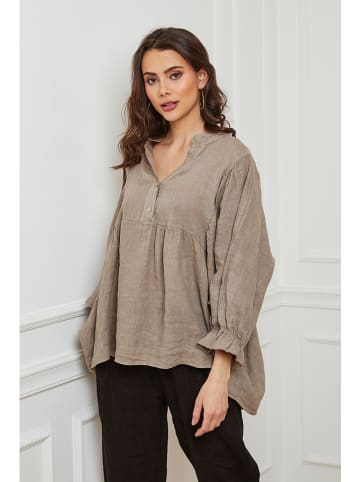 Fleur de Lin Linnen blouse "Gloss" taupe