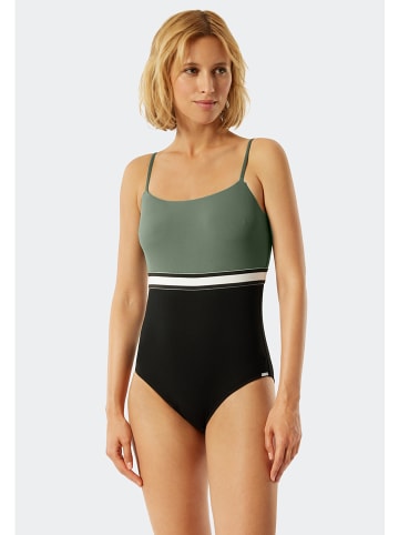 Schiesser Badpak kaki/zwart