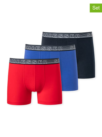 Schiesser 3-delige set: boxershorts donkerblauw/blauw/rood