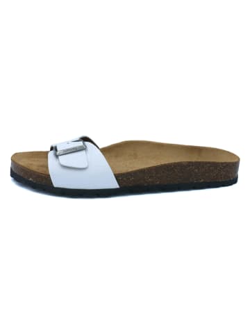 billowy Leder-Pantoletten in Weiß