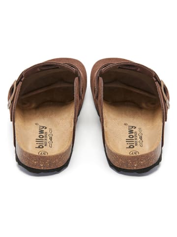 billowy Leder-Clogs in Hellbraun