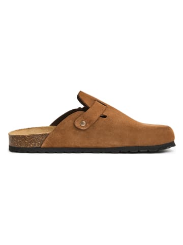 billowy Leren clogs lichtbruin