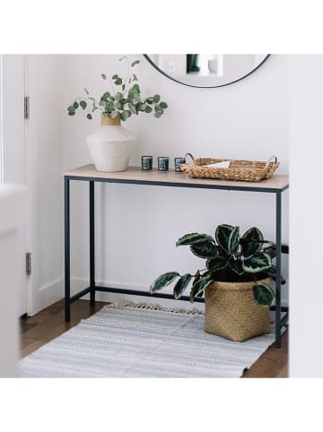 Evila Sidetable "Canvas" lichtbruin/zwart - (B)100 x (H)80 x (D)30 cm