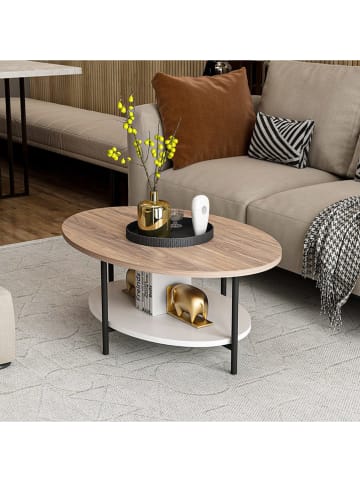 Evila Couchtisch "Elis" in Hellbraun - (H)36 x Ø 90 cm