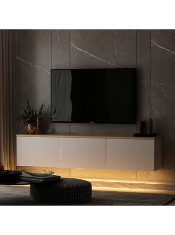 Evila TV-meubel "Neon" wit/lichtbruin - (B)160 x (H)35 x (D)32 cm