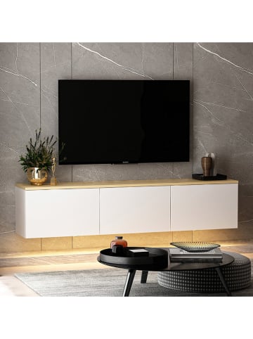 Evila TV-Regal "Neon" in Weiß/ Hellbraun - (B)160 x (H)35 x (T)32 cm