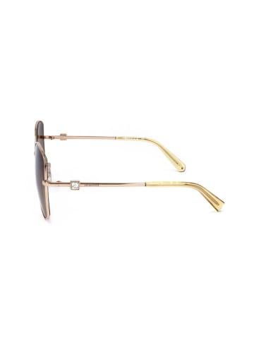Swarovski Damskie okulary przeciwsłoneczne w kolorze złoto-ciemnobrązowym