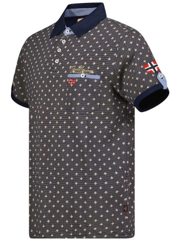 Geographical Norway Koszulka polo "Kosto" w kolorze granatowym ze wzorem