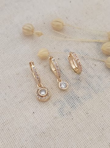 atelier MIU 3-delige set: creolen met edelstenen