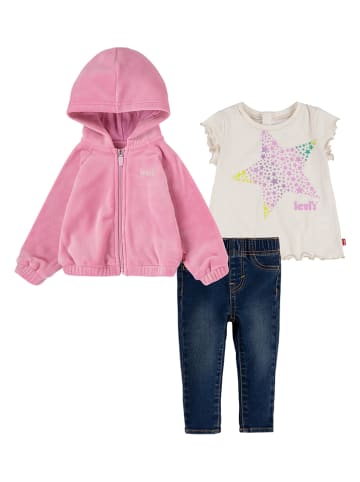 Levi's Kids 3-delige outfit lichtroze/crème/donkerblauw