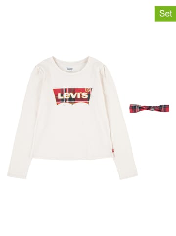 Levi's Kids 2-delige set: longsleeve en hoofdband wit/rood