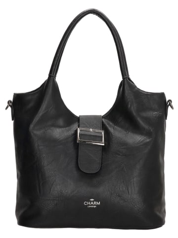 Charm Shopper bag "High street" w kolorze czarnym - 35 x 28 x 13 cm