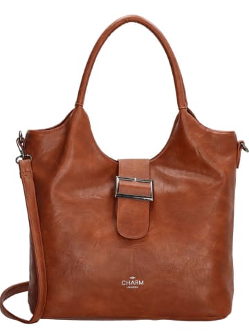 Charm Shopper bag "High street" w kolorze brązowym - 35 x 28 x 13 cm
