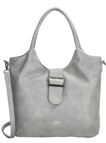 Charm Shopper bag "High street" w kolorze szarym - 35 x 28 x 13 cm