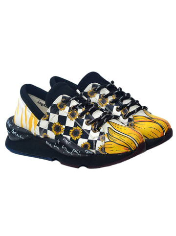 Goby Leder-Sneakers in Schwarz/ Gelb