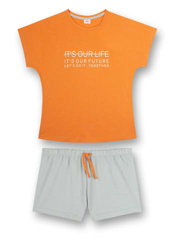 s.Oliver Pyjama in Orange/ Grau